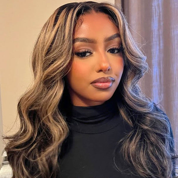 Honey Blonde Body Wave Highlights Mix Color Human Hair Lace Frontal Wigs - Doaburu Hair